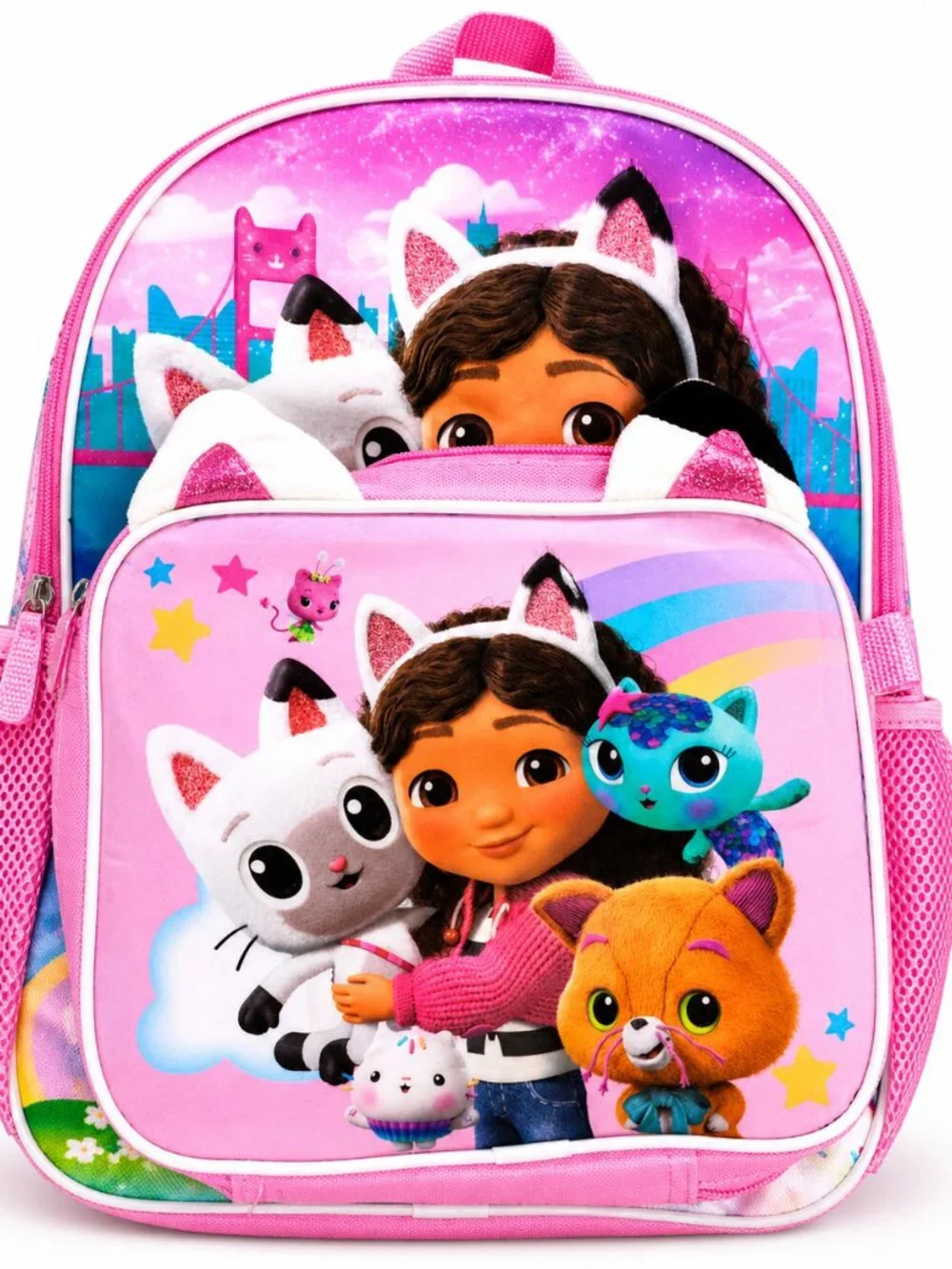 Gabby's Dollhouse Girls Backpack Detachable Lunch Bag Pink Kids School Backpack